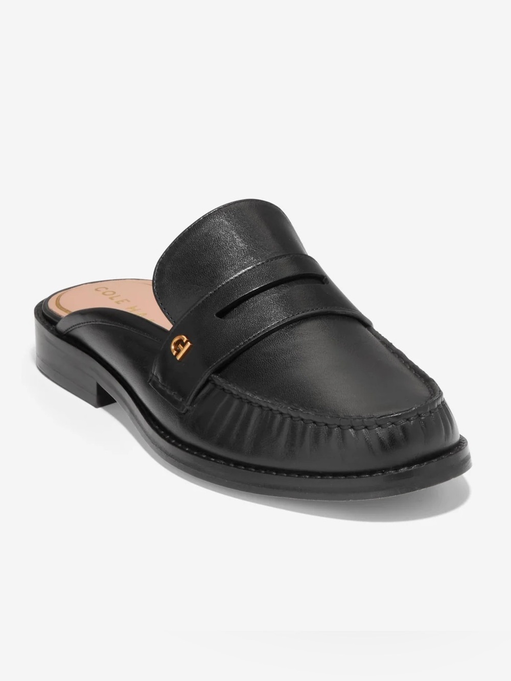 Cole Haan Lux Pinch Penny Loafer Mules – Black Leather – Size 9.5